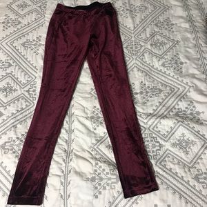 Burgundy Velvet Leggings